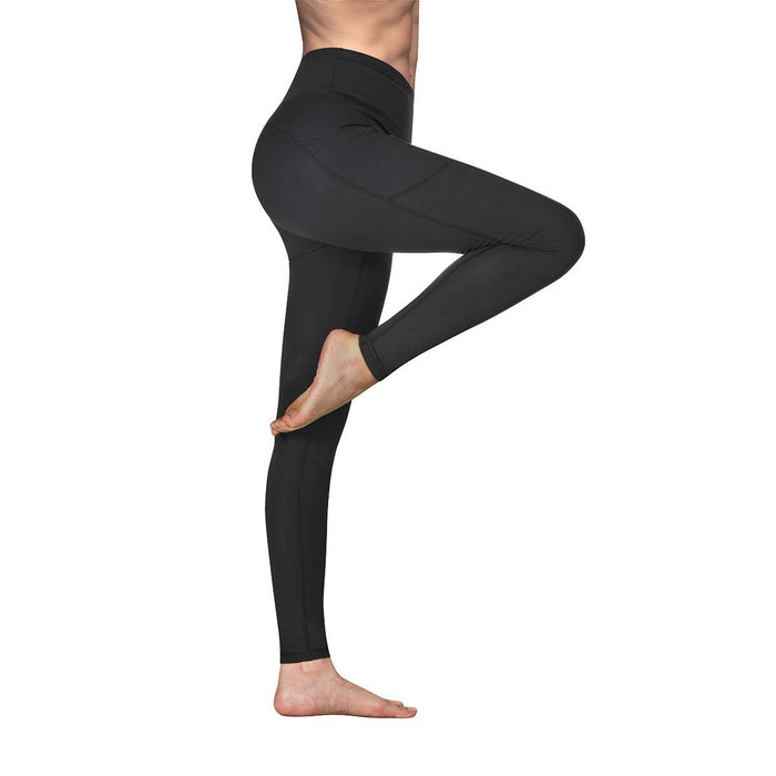 Ollrynns Spodnie do jogi z kieszeniami dla kobiet kontrola brzucha wysoka talia sportowe legginsy trening siłownia spodnie do biegania CA166