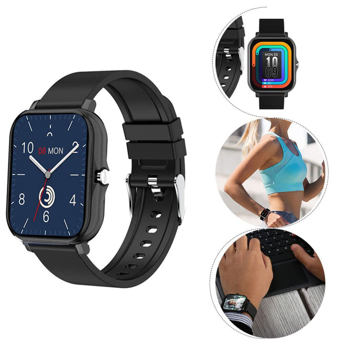 Smartwatch Bluetooth Call Smart Band tętno ciśnienie krwi sport fitness tracker dla kobiet mężczyzn (czarny)