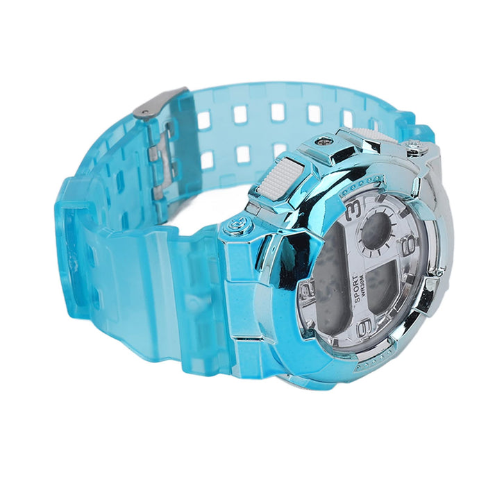 Zegarki studenckie, okrągła tarcza 30m Wodoodporny Wygodny w noszeniu Pasek PU Cyfrowy zegarek Lustro z żywicy Wyczyść wyświetlacz do zajęć rekreacyjnych w podróży(Jasny niebieski)