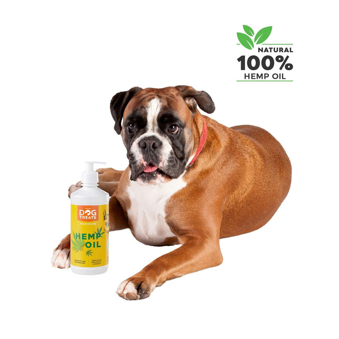 Natural Dog Treats Olej Konopny 100% Extra Virgin Tłoczony na Zimno Naturalny Suplement na Stawy dla Psów, Kotów i Koni, 500 Mililitrów