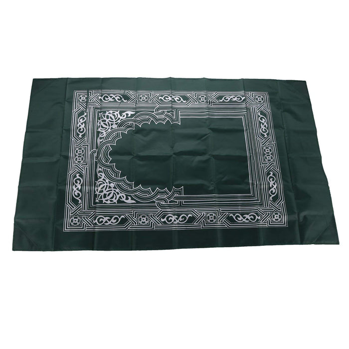 Anlising Przenośny, lekki, islamski dywan z modlitwy podróżnej, kompas, format kieszonkowy, torba do noszenia i kompas, przenośny, poliester, wodoszczelny materiał, 100 x 60 cm (zielony)
