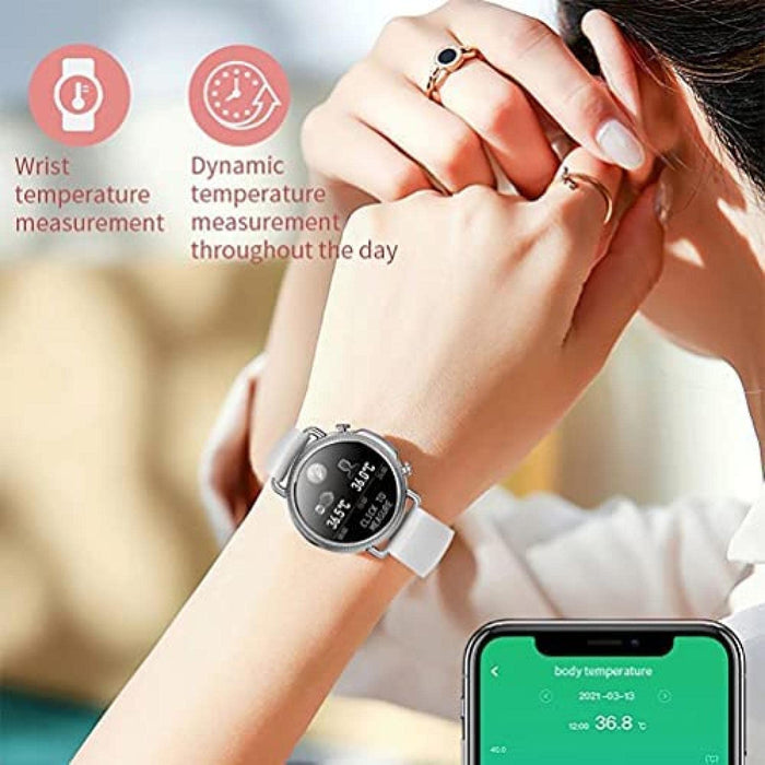 Inteligentny zegarek damski z pomiarem ciśnienia krwi/tlenu/temperatury i monitorowania tętna krokomierz D, D