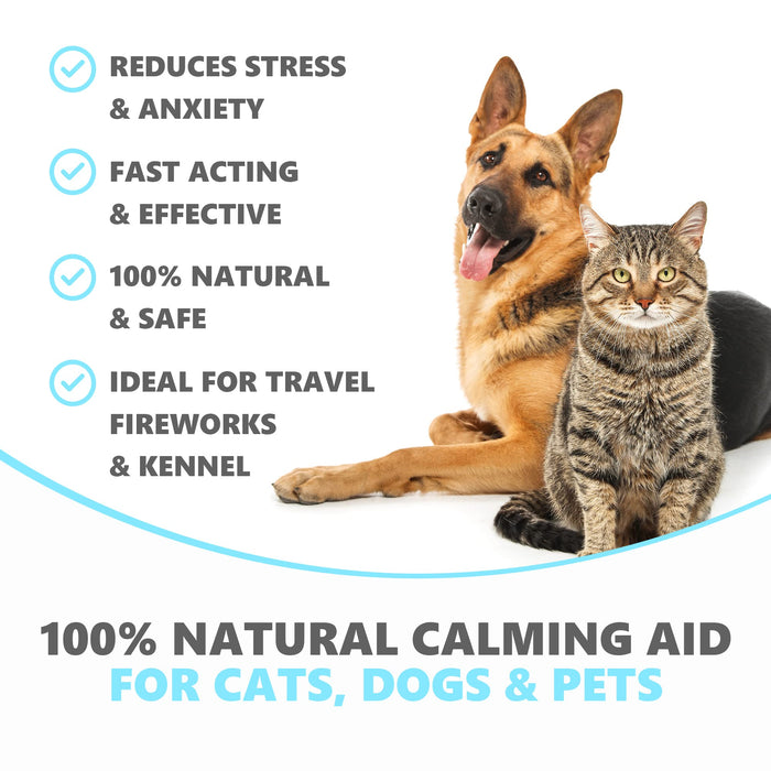 Pets Purest 100% naturalny środek uspokajający dla psów, kotów, koni ptaków, zwierząt domowych. Unikać lęku i stresu w domu, w przypadku agresji, głośnych dźwięków - uspokajający dla kotów