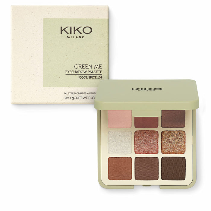 KIKO Milano Green Me Eyeshadow Palette 101 | Paleta 9 cieni o różnych wykończeniach - matowych, perłowych i metalicznych