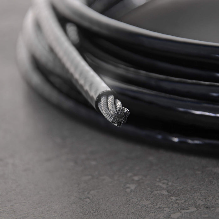 Drahtseile24 Kabel ze szlufkami czarny, linka stalowa otoczona oczkami – zabezpieczenie przed kradzieżą mebli ogrodowych, rowerów | grubość: 8 mm (6 na 8) | długość: 8 m