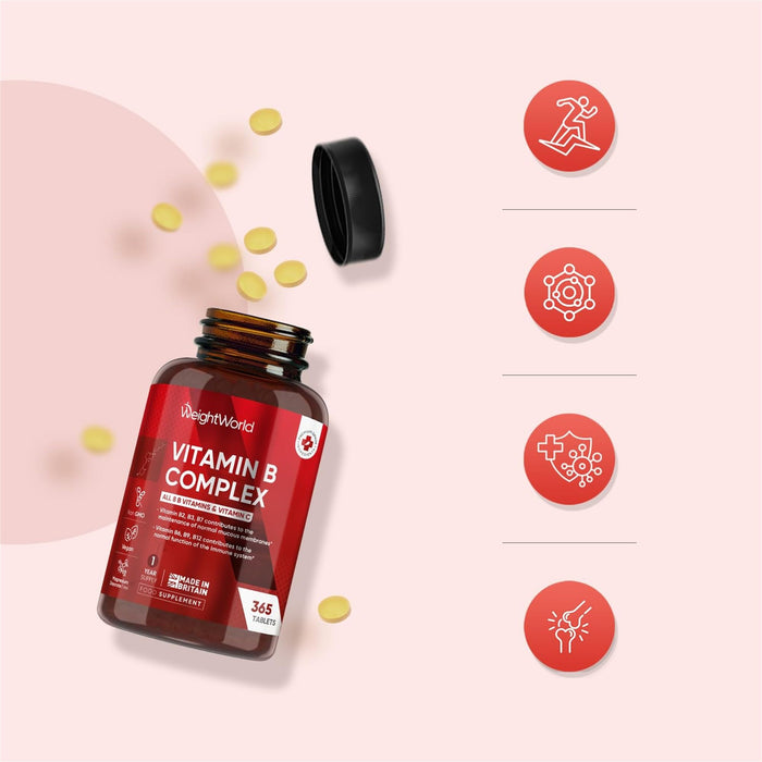 Vitamina B Complex 180 Comprimidos Dosis Alta Vitaminas del Grupo B Vegano- Complejo Vitamnico B con Vitamina C, Biotina, cido Flico B1, B2, B3, B5, B6 y B12, Aumenta Concentracin y Memoria