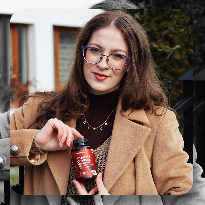 Vitamina B Complex 180 Comprimidos Dosis Alta Vitaminas del Grupo B Vegano- Complejo Vitamnico B con Vitamina C, Biotina, cido Flico B1, B2, B3, B5, B6 y B12, Aumenta Concentracin y Memoria