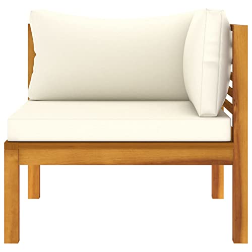 Susany Modułowa sofa narożna z poduszką w kolorze kremowej bieli drewno akacjowe