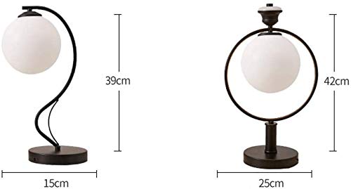 ZHLFDC Sypialnia nocna lampa stołowa Przycisk przełącznik E27 śruba LED, żarówka oszczędzająca energooszczędna, żarówka Edison Lampa stołowa półprzezroczyste szklane lampy kutego żelaza lampa ludzka c
