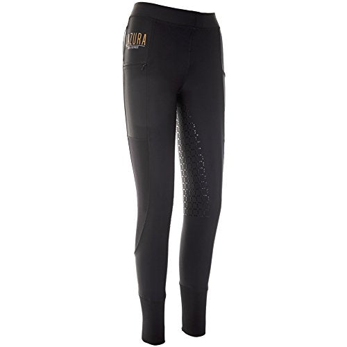 LAZURA Unisex – legginsy do jazdy konnej, czarne, 122-128