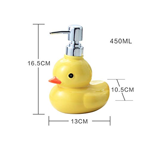 WXQING Yellow Duck Ceramic Soap Dozownik mydła, naciskając pompę mydła do łazienki kuchnia blacktop kwadratowy wytrzymały butelkę płynną odpowiednia dla dzieci AGD, Dozownik