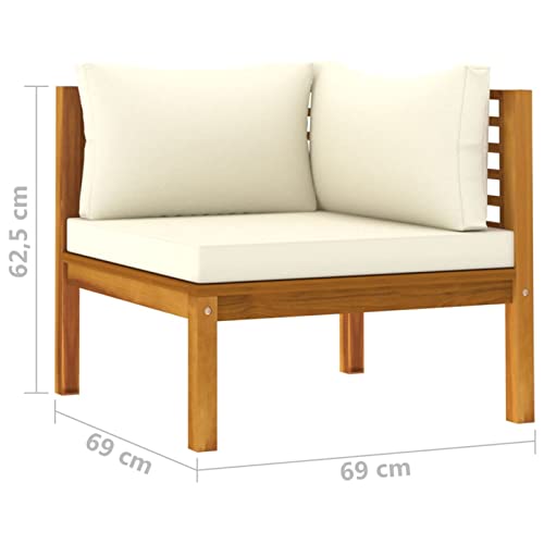 Susany Modułowa sofa narożna z poduszką w kolorze kremowej bieli drewno akacjowe