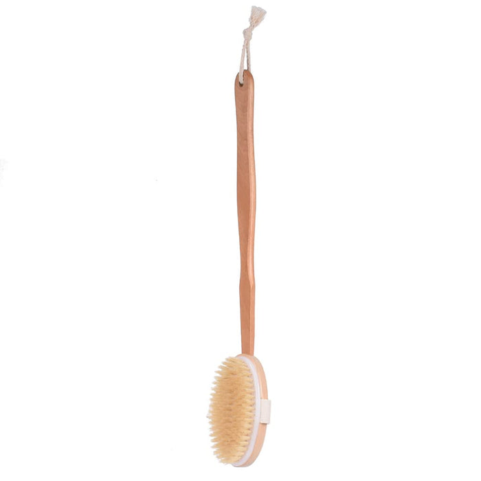 HEALLILY Szczotka Do Kąpieli Z Drewnianą Długą Rękojeść Dwustronna Szczotka Prysznicowa Powrót Płuczka Skóry Exfoliator Szczotka Sucha Skóra Szczotkowanie Do Domu Kobiety Mężczyźni