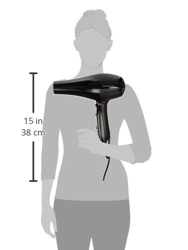 Remington suszarka do włosów z jonizacją, 3 ust. nagrzewania 2 ust. nawiewu, koncentrator i dyfuzor, zimny nawiew, uchwyt do zawieszenia, silnik AC, moc 2300W, czarna, Pro-Air AC5999