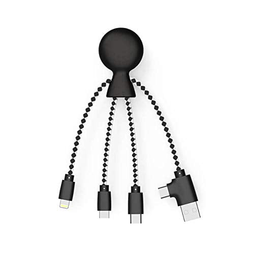 Kabel USB Xoopar Mr. Bio 4 w 1 - ecoresponable i biodegradowalny kabel USB - Uniwersalna ładowarka USB do smartfona Apple iPhone Samsung Google Huawey Xiaomi OnePlus LG Kindle (czarny)