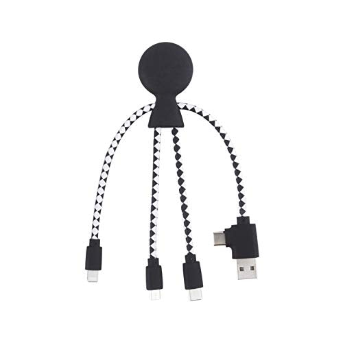 Kabel USB Xoopar Mr. Bio 4 w 1 - ecoresponable i biodegradowalny kabel USB - Uniwersalna ładowarka USB do smartfona Apple iPhone Samsung Google Huawey Xiaomi OnePlus LG Kindle (czarny)