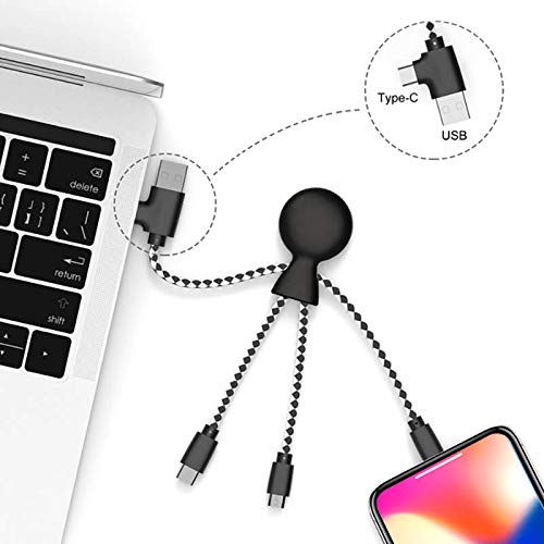 Kabel USB Xoopar Mr. Bio 4 w 1 - ecoresponable i biodegradowalny kabel USB - Uniwersalna ładowarka USB do smartfona Apple iPhone Samsung Google Huawey Xiaomi OnePlus LG Kindle (czarny)