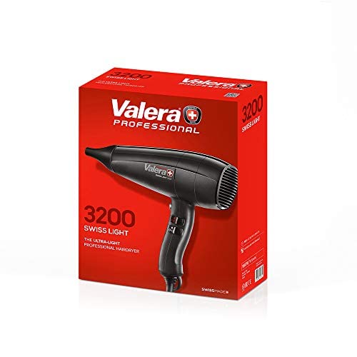 Valera Swiss Light 3200, profesjonalna suszarka do włosów, lekka i ergonomiczna, 1600 W, Czarna