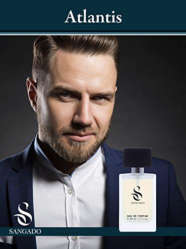 SANGADO Atlantis Perfume for Men, 8-10 hours long-Lasting, Luxury smelling, Chypre Fruity, Fine French Essences, Extra-Concentrated (Eau de Parfum), Classy, Seductive, Ideal Gift for Men, 50 ml Spray