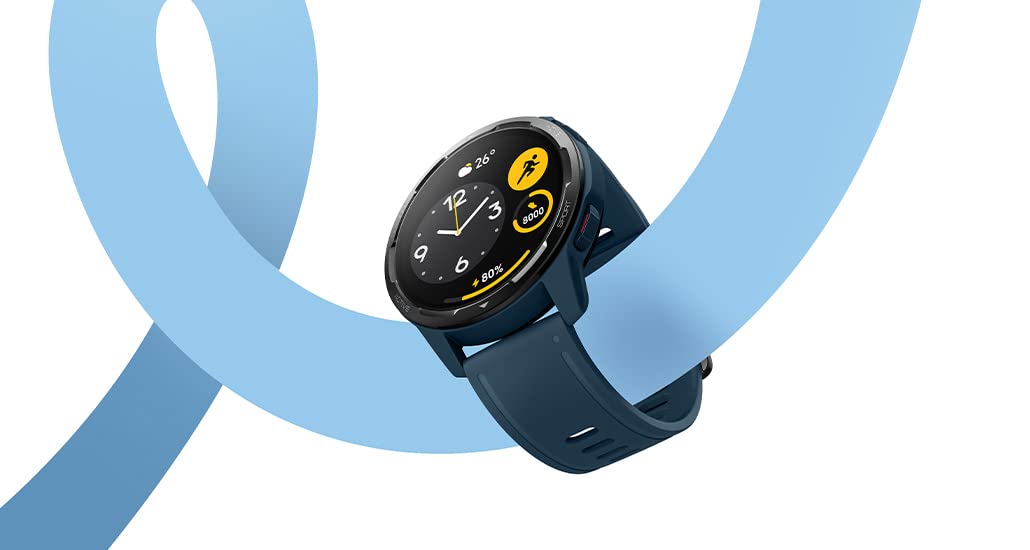 Xiaomi Watch S1 Active Ocean Blue + kabel USB-C 1 m, biały, AMOLED HD 1,43 cala, obsługuje do 19 profesjonalnych trybów treningowych, zintegrowany NFC, wodoodporność, Ocean Blue (Niebieski)