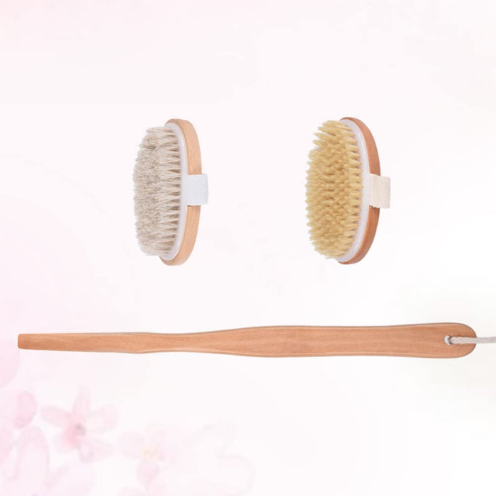 HEALLILY Szczotka Do Kąpieli Z Drewnianą Długą Rękojeść Dwustronna Szczotka Prysznicowa Powrót Płuczka Skóry Exfoliator Szczotka Sucha Skóra Szczotkowanie Do Domu Kobiety Mężczyźni