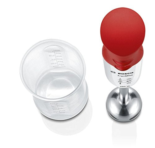 Bosch Hausgeräte MSM64110 QuattroBlade Blender Ręczny, Tworzywo Sztuczne, Stal Nierdzewna, 450 W, Czerwony/Biały