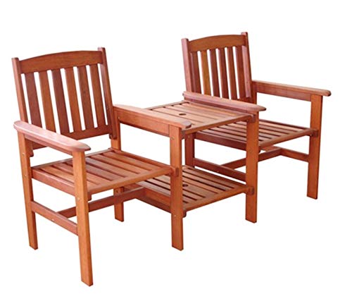 Meble ogrodowe siedzisko drewniana ławka 2-osobowa patio podwójne krzesło z zestawem stołowym