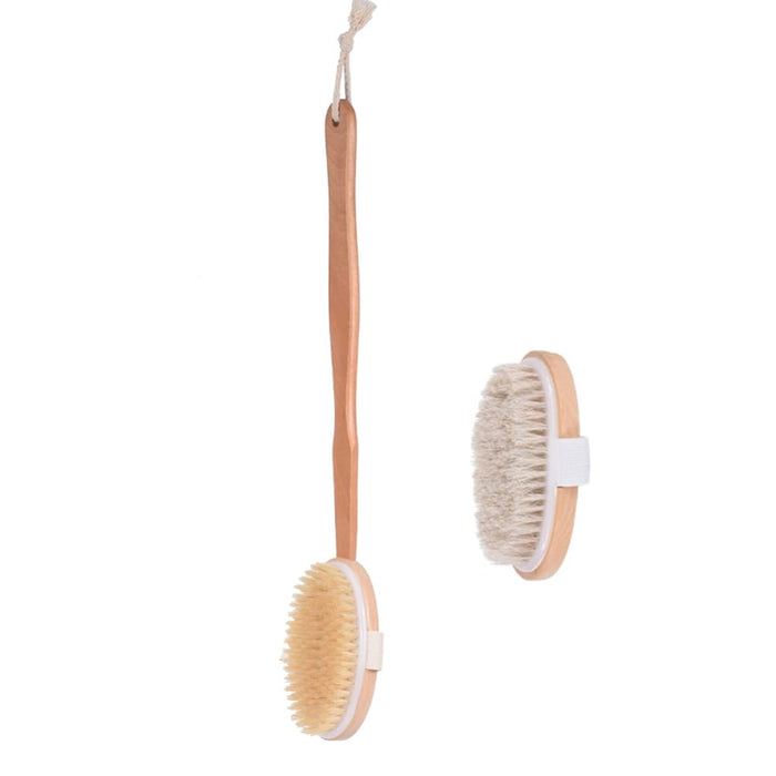HEALLILY Szczotka Do Kąpieli Z Drewnianą Długą Rękojeść Dwustronna Szczotka Prysznicowa Powrót Płuczka Skóry Exfoliator Szczotka Sucha Skóra Szczotkowanie Do Domu Kobiety Mężczyźni