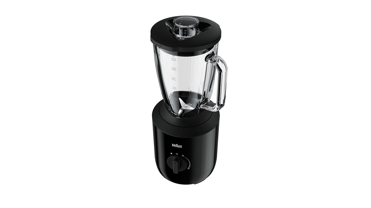 Braun PowerBlend 3 JB 3150 BK blender stojący – 1,5 l szklana nasadka, pomocnik kuchenny do rozdrabniania, purée i miksowania, 800 W, czarny