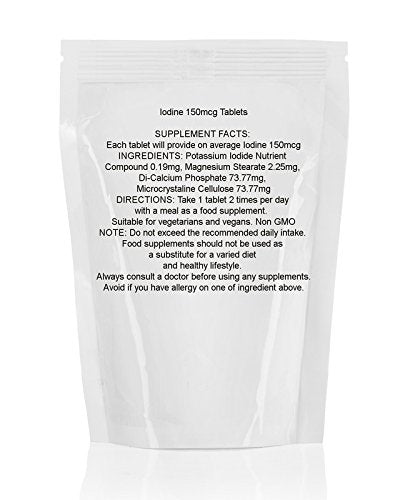 Jod potas 150 mcg 180 tabletek wegetariańskich tabletki zdrowe suplementy żywnościowe odżywianie zdrowy nastrój