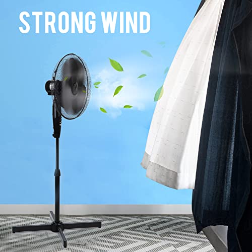 Aigostar Molly 33NFR - wentylator stojący 3 prędkości, 40 W. wysuwana stopka, długi kabel, bezpieczna kratka, czarny, ekskluzywny design.