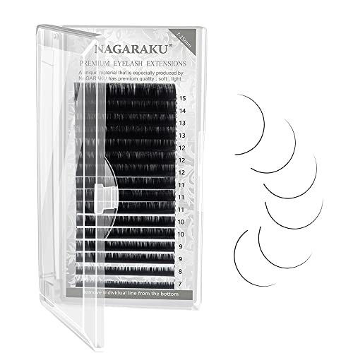 NAGARAKU RZĘSY Volume przedłużanie rzęs 0,07 mm D skręt 7-15 mm Mix Matte Black PROFESJONALNE 1 na 1 Klastry Miękkie Naturalne 16 pasków