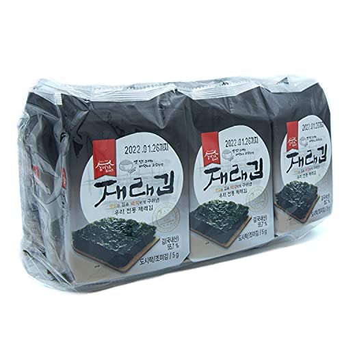 Najwyższej jakości pieczona przekąska z wodorostów [Korean Snack] Chrupiąca pieczona i lekko solona wegańska przekąska z wodorostów Omega 3 Source Zdrowa przekąska z wodorostów [JRND FOODS] 18 paczek