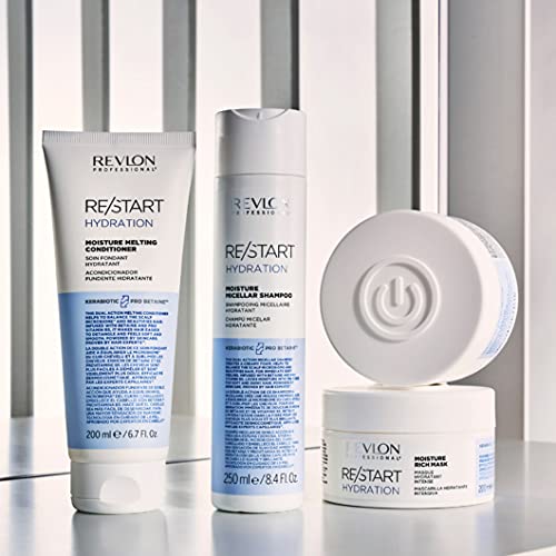 RE/START Hydration Moisture Micellar Shampoo, 250 ml, szampon micelarny do włosów i skóry głowy, szampon do włosów dla lepszego nawilżenia, kremowa pianka do włosów normalnych i suchych