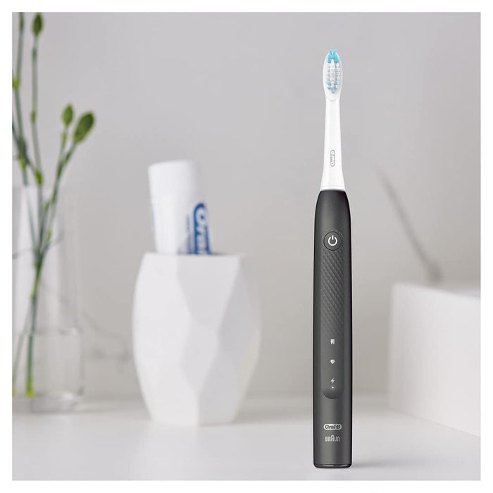 Oral-B Pulsonic Slim Clean 2900 elektryczna szczoteczka do zębów, dwupak z 2 końcówkami, 2 tryby czyszczenia do zębów z timerem, prezent dla niej / dla niego, czarno-biała