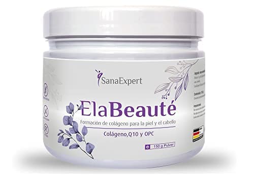 SanaExpert ElaBeauté, suplement diety z kolagenem, Q10, OPC, cynk i witaminy, tworzenie kolagenu, skóra i włosy, proszek kolagenowy, 150 g