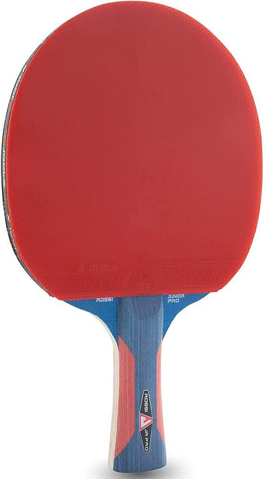 JOOLA Rakieta do tenisa stołowego Junior Pro ITTF rakieta do tenisa stołowego, 5 gwiazdek, uchwyt niebieski/czerwony, grubość gąbki 1,8 mm