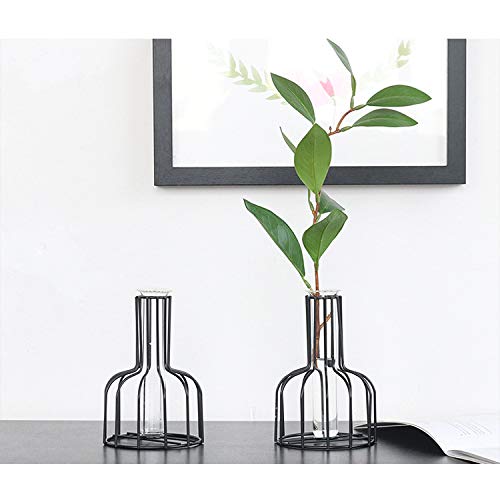 Zestaw 2 mini wazonów ze szkła w kolorze czarnym, małe wazony do dekoracji stołu, wazon na kwiaty, nowoczesny wazon na kwiaty, wazon na probówki, na kwiaty, wesele, do salonu, dekoracji, tacy, stołu