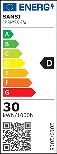 SANSI 27 W (odpowiednik 250 W) żarówki energooszczędne, jasne 4000 lm E27 Edisona śruby LED, 3000 K miękkie ciepłe żarówki, opakowanie 2 szt.