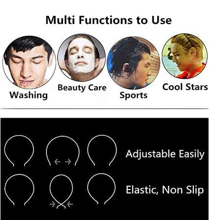 CareforYou® Czarna, elastyczna, falowana opaska do włosów unisex z metalu