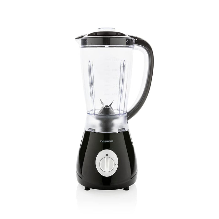 Daewoo DKB350BK - Blender - Blendery kielichowe - Mikser - 1,25 Litra - Ostrza ze stali nierdzewnej - Smoothie maker - 2 prędkości - 5 cm Lejek do napełniania - Podziałka - Można myć w zmywarce - Czarny