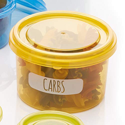 KitchenCraft Zestaw Pojemników na Żywność Healthy Eating, Porcjowanie Jedzenia, 7 Sztuk – Wielokolorowe