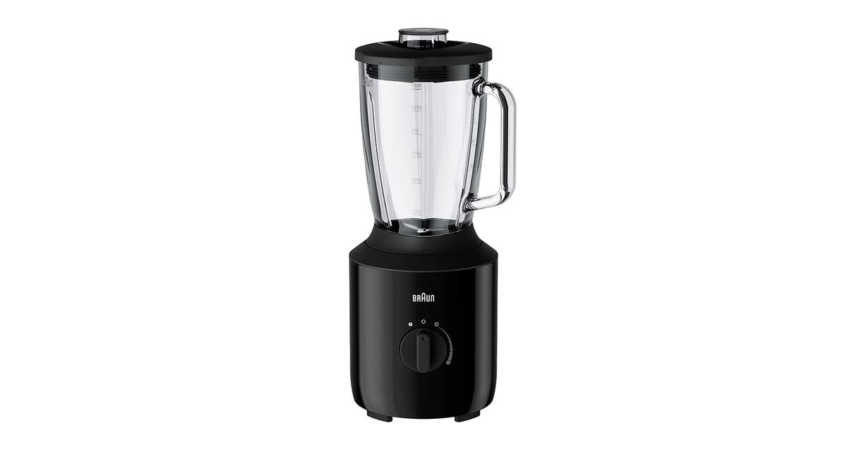 Braun PowerBlend 3 JB 3150 BK blender stojący – 1,5 l szklana nasadka, pomocnik kuchenny do rozdrabniania, purée i miksowania, 800 W, czarny