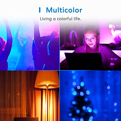 Inteligentna Żarówki LED, Ściemnialna Żarówka Meross Wi-Fi Inteligentna Wielobarwna Żarówka Odpowiednik 60W E27 2700K-6500K, Lompatybilna z Alexa, Google Home i SmartThings, Ciepła Biel, 4 Sztuki