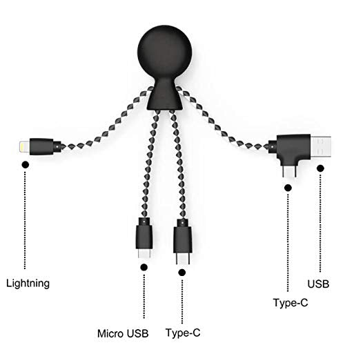 Kabel USB Xoopar Mr. Bio 4 w 1 - ecoresponable i biodegradowalny kabel USB - Uniwersalna ładowarka USB do smartfona Apple iPhone Samsung Google Huawey Xiaomi OnePlus LG Kindle (czarny)