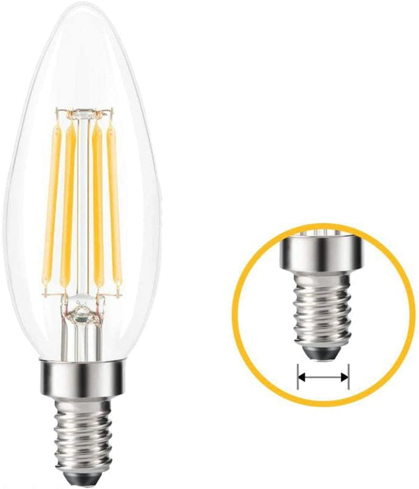 CENPEK 2 szt. Ściemniana żarówka LED E14 4W Żarówki w kształcie świecy C35 Ciepła biel 2700K Śruba Edisona Vintage żarówki Bezbarwne szkło Klasyczna lampa do dekoracji, 40W Wymiana żarówki halogenowej 240V