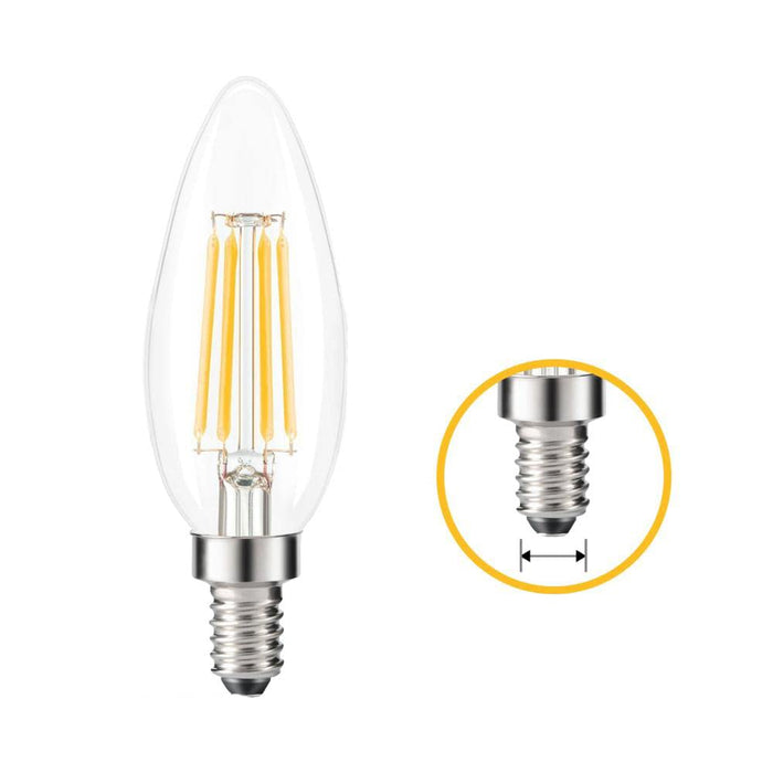 CENPEK 2 szt. Ściemniana żarówka LED E14 4W Żarówki w kształcie świecy C35 Ciepła biel 2700K Śruba Edisona Vintage żarówki Bezbarwne szkło Klasyczna lampa do dekoracji, 40W Wymiana żarówki halogenowej 240V