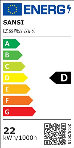SANSI Żarówka LED E27, 22 W, zastępuje żarówkę o mocy 200 W, gwint Edison E27, 5000 kelwinów, zimna biel, 3000 lumenów, super jasne diody LED do kuchni, warsztatu, garażu, podwórza, bez możliwości ściemniania, 2 sztuki