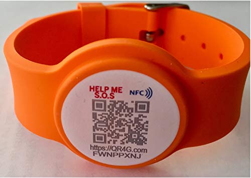 Regulowana bransoletka z technologią NFC QR GPS dla dzieci i dorosłych QR4G.com (pomarańczowa)