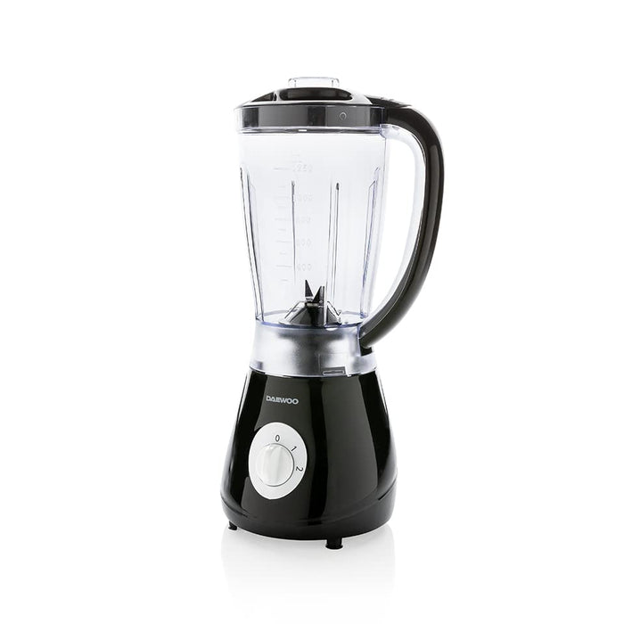 Daewoo DKB350BK - Blender - Blendery kielichowe - Mikser - 1,25 Litra - Ostrza ze stali nierdzewnej - Smoothie maker - 2 prędkości - 5 cm Lejek do napełniania - Podziałka - Można myć w zmywarce - Czarny